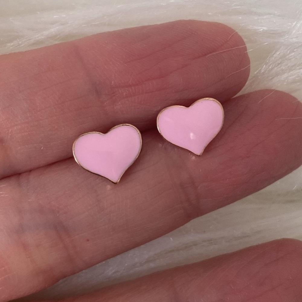 Pink Heart Stud Earrings